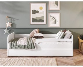 Białe łóżko dziecięce z materacem/ze stelażem 80x160 cm Duuli – ELTAP