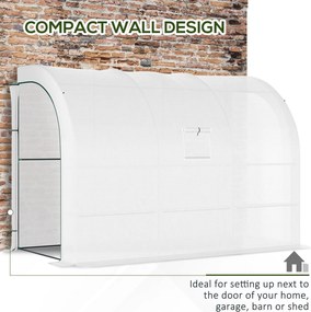 Outsunny Szklarnia ogrodowa z pokrywą foliową, UV-odporna, 3 poziomy, drzwi na zamku błyskawicznym, Biała