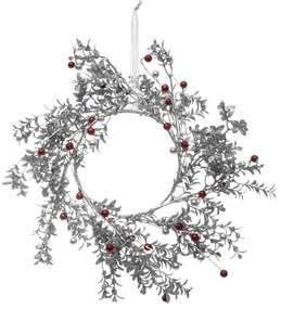 Wieniec świąteczny, srebrny, tworzywo sztuczne, Ø 44cm