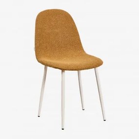Krzesło Do Jadalni Glamm Deluxe Z Tkaniny Bouclé Kremowa & Bouclé Miód Żółty - Sklum