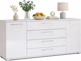 Duża biała komoda z szufladami i półkami 190 cm E1-A60