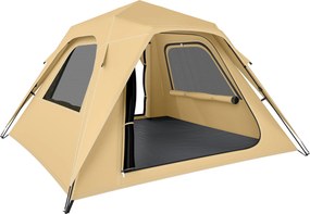 Outsunny Ekspresowy namiot pop-up z ochroną przed deszczem, wodoodporny namiot kopułowy dla 3-4 osób z 2 drzwiami 2 oknami 240x240x160 cm khaki | Aosom PL