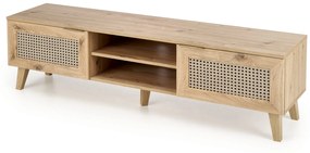 BADIA RTV-1 stolik RTV dąb artisan/czarny z szafkami, półkami, na nóżkach