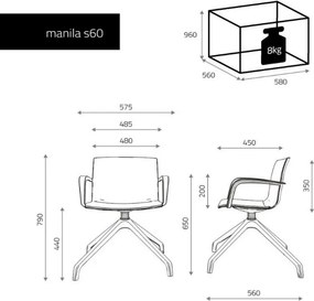 Krzesło biurowe z plastikowym siedziskiem Manila M01 S60