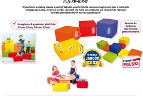 Piankowa pufa przedszkolna Kiddo kwadrat, wysokość 25 cm