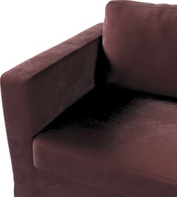 Pokrowiec na sofę Karlstad 3-osobową nierozkładaną, długi kolor czerwony tkanina połyskliwa, welwetowa