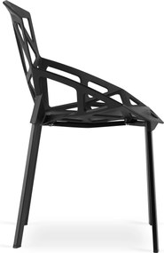 Zestaw jadalniany 1 + 4, stół TESSA 120x60 cm czarny/dekor dąb + czarne plastikowe krzesło ESSEN