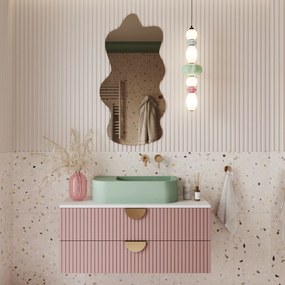 Lustro dekoracyjne w kształcie chmurki oszlifowane bez podświetlenia CLOUD | Różne rozmiary | Różne kolory : Kolor tafli szkła - Brąz, Rozmiar - 60 x 80 cm