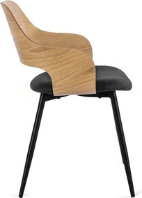Zestaw Stół Rozkładany Ceramiczny LIZBONA 160-200 cm Dąb i 4 Krzesła ORBI Czarne/Dąb