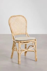 Krzesło Do Jadalni Z Rattanu Zariel Miel & Kremowa - Sklum