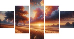 Obraz – Zachód słońca na polu (125x70 cm)