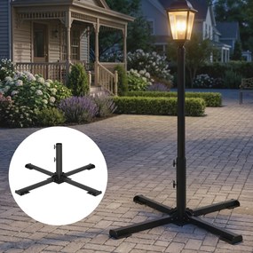 Outsunny Stojak na parasol składany na drążki o średnicy 38 i 48 mm, metalowa podstawa krzyżowa, ciemnoszary | Aosom PL