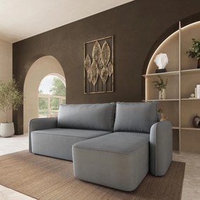 Masseno Narożnik DOLVER z funkcją spania i pojemnikiem na pościel Narozniki L, Rozkładana sofa - Szary, KRONOS 15