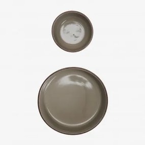 Zestaw 2 Misek Z Gresu Ronilena Cedar Brown - Brązowy - Sklum