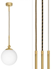 Złota lampa na przewodzie z białą dużą kulą GP-S1GD