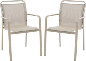 Zestaw 2 sztaplowanych krzeseł ogrodowych z aluminium i tkaniny siatkowej - Taupe - VELYRA od MYLIA