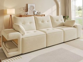 Nowoczesna sofa 3-osobowa - szerokie podłokietniki - wbudowana przestrzeń do przechowywania - dostarczana z dwoma poduszkami - Aksamit - beżowy