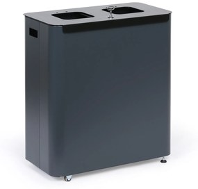 Kosz na śmieci do segregacji, 2 x 60 l, lakierowany szary