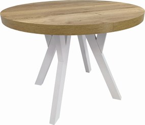 Stół okrągły rozkładany Ø 90/190 dąb halifax egger + białe nogi