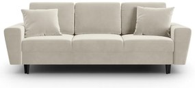 Beżowa aksamitna rozkładana/ze schowkiem sofa 235 cm Kyoto – Cosmopolitan Design