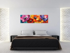 Obraz - Pięć kolorowych kwiatów (170x50 cm)
