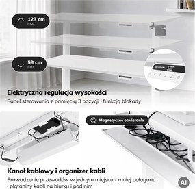 Duże biurko sit-stand do pracy Aria 160×80 cm, białe