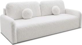 Sofa DUO Rozkładana Dwuosobowa Kremowa Boucle Japandi