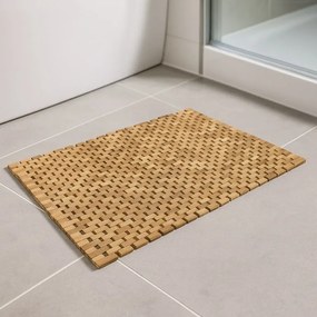 Mata antypoślizgowa, drewno tekowe, naturalna, 80,5 x 48 cm