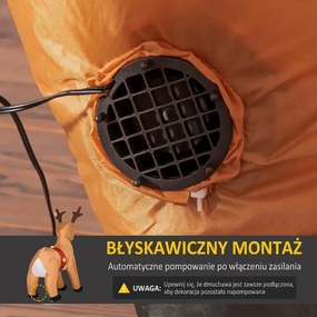 HOMCOM Nadmuchiwany renifer, 1,8 m, lampki LED, akcesoria, automatyczne nadmuchiwanie, żółty