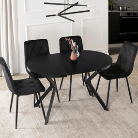 Stół Okrągły Rozkładany DORIAN 80-160 cm Czarny Nowoczesny Loft