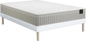 Zestaw 140 x 190 cm stelaż tapicerowany + materac piankowy i żelowy z pamięcią kształtu 7 stref grubość 22 cm - SOMIRA marki YSMÉE