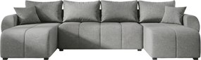 Rozkładana obustronna sofa w kształcie U SEVIO 311x145 cm, szara + 2 poduszki GRATIS