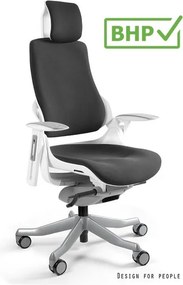 Fotel ergonomiczny Wau, zgodny z normą BHP, biały / tkanina BL418