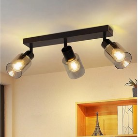 NETTLIFE Sufitowa lampa punktowa 3 płomienie czarna przemysłowa lampa sufitowa E14 do salonu