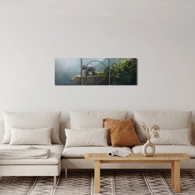 Obraz - Słonie na szczycie Tadż Mahal (z zegarem) (90x30 cm)