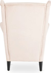 Fotel Wypoczynkowy Uszak EVAN 2 z Podnóżkiem Beżowy Welurowy Nowoczesny