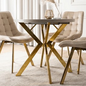 Stół Okrągły Rozkładany DORIAN 80-160 cm Kaszmir/Złoty Glamour