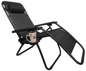 Leżak ogrodowy plażowy Zero Gravity czarny
