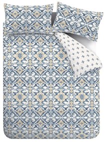 Niebieska/kremowa pościel jednoosobowa 135x200 cm Inara Ikat – Pineapple Elephant
