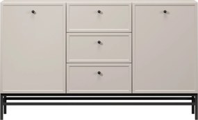 Komoda Lorini 150 cm z szufladami - kaszmir / czarne uchwyty / stelaż