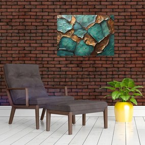 Obraz - Zielono-złoty obraz (70x50 cm)