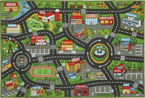 AIYAPLAY Mata do zabawy dla dzieci, mata 200x150x0,5 cm, antypoślizgowa mata z motywem miasta do pokoju dziecięcego | Aosom PL