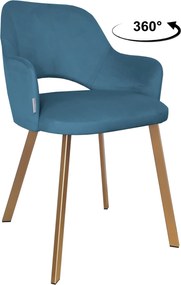 Krzesło Milano tkanina Welur noga metalowa : Kolor nogi - Złota profil, Kolor tkaniny - VELVET - MG33, Typ siedziska - Siedzisko obrotowe 360°