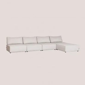 4-czesciowa Sztruksowa Sofa Modulowa Z Pufem Kata Sand Grey - Sklum