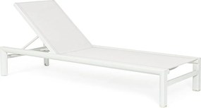 Leżak ogrodowy na kółkach z białą aluminiową ramą - SKIPPER NEW