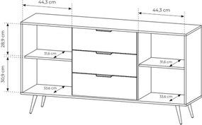 Komoda Flaro 153 cm z szufladami - dąb dunin