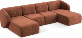 Narożnik z tkaniny szenilowej (w kształcie litery U) w kolorze terakoty Lani – Makamii