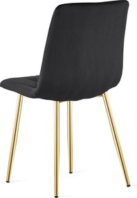 Czarne krzesło do kuchni LIBRA aksamitne ze złotymi nogami