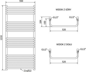 Mexen Apollo grzejnik elektryczny 1210 x 550 mm, 600 W, czarny - W117-1210-550-2600-70