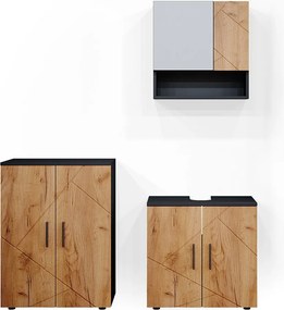 Zestaw mebli łazienkowych złoty dąb power/antracyt 80x41x58.6 irma